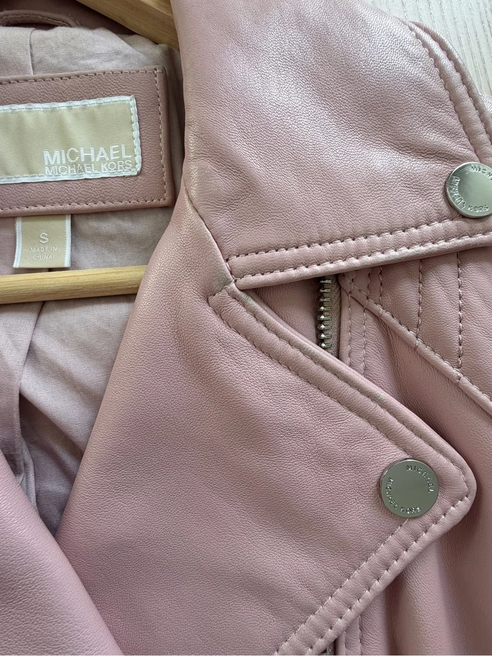 Michael Kors Blush Pink Leather Jacket